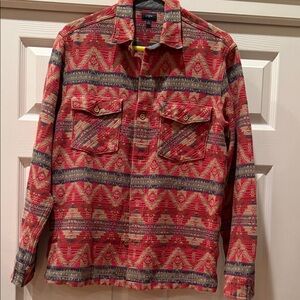 J Crew Med Multicolor Patterned Shirt Jacket in exc condition